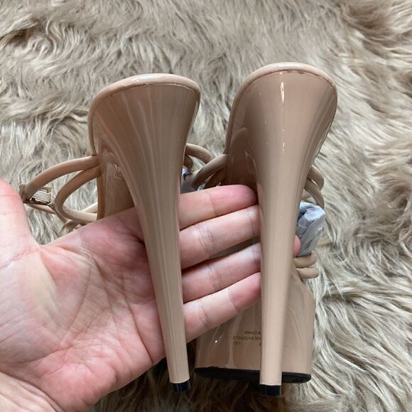 Cape Robbin Lili Nude Ankle Strap Platform Heels/ stilettos - Picture 7 of 13